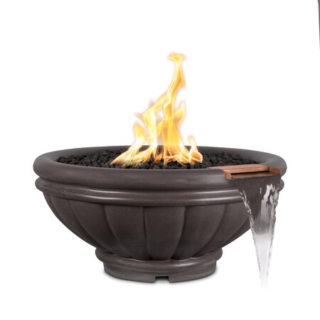 The Outdoor Plus 36 Round Roma Fire & Water Bowl - GFRC Concrete - Chestnut - Match Lit - Liquid Propane OPT-ROMFW36-CST-LP